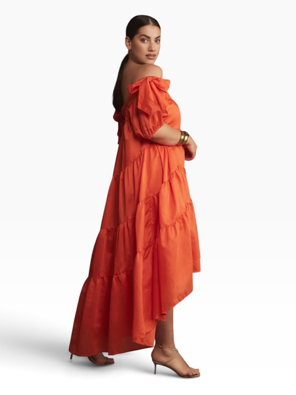 Anthropologie Off The Shoulder Tiered High Low Midi Dress XL 42745